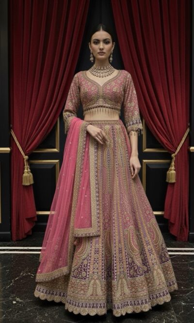 Rose Pink Royale Zardozi Lehenga