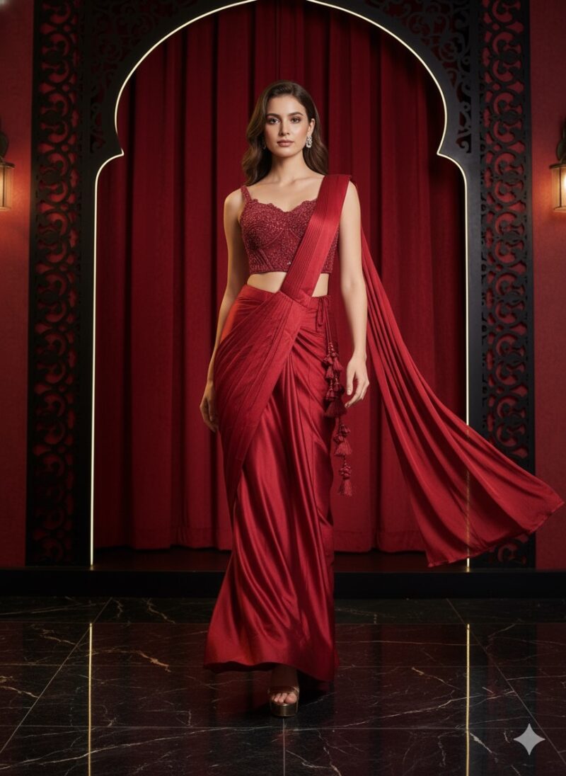Red Empress Saree Ensemble
