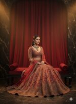 Red Majestic Couture Bridal Lehenga