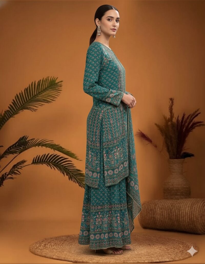 Teal Meadow Printed Suit Set