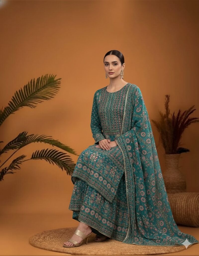 Teal Meadow Printed Suit Set