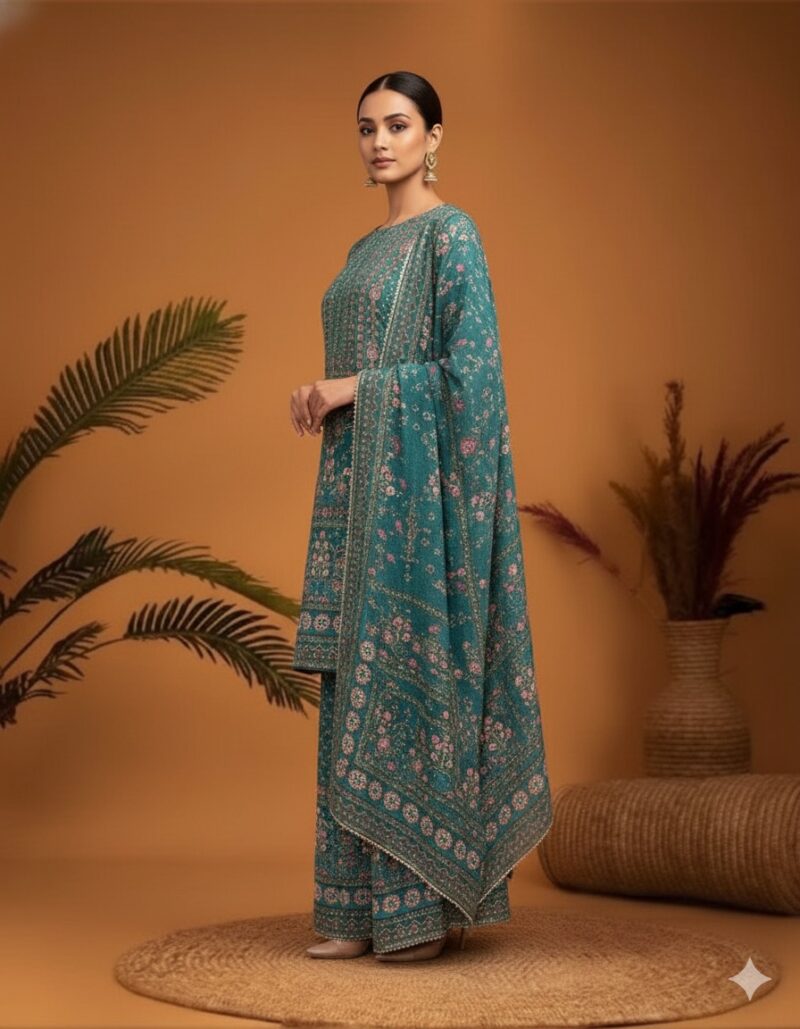 Teal Meadow Printed Suit Set