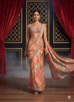 Peach Blossom Printed Saree
