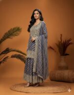 Indigo Printed Sharara Suit Set