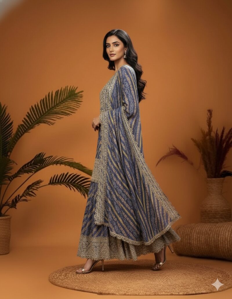 Indigo Printed Sharara Suit Set