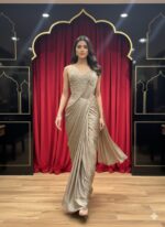 Champagne Luxe Saree Gown
