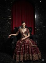 Antique Gold Maroon Lehenga