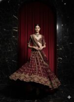 Antique Gold Maroon Lehenga