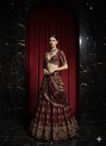Antique Gold Maroon Lehenga
