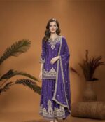 Amethyst Gold Handwork Sharara Suit