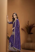 Amethyst Gold Handwork Sharara Suit