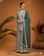 Regal Sage Kurta Skirt Set