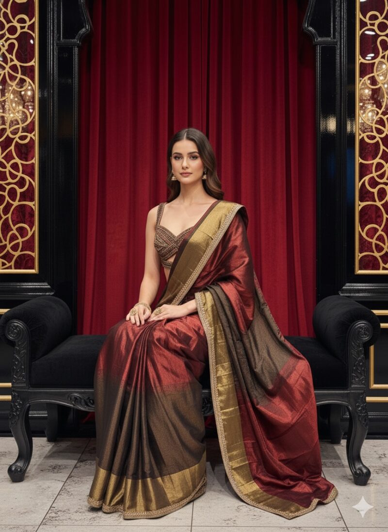 Twilight Gold Maroon Saree