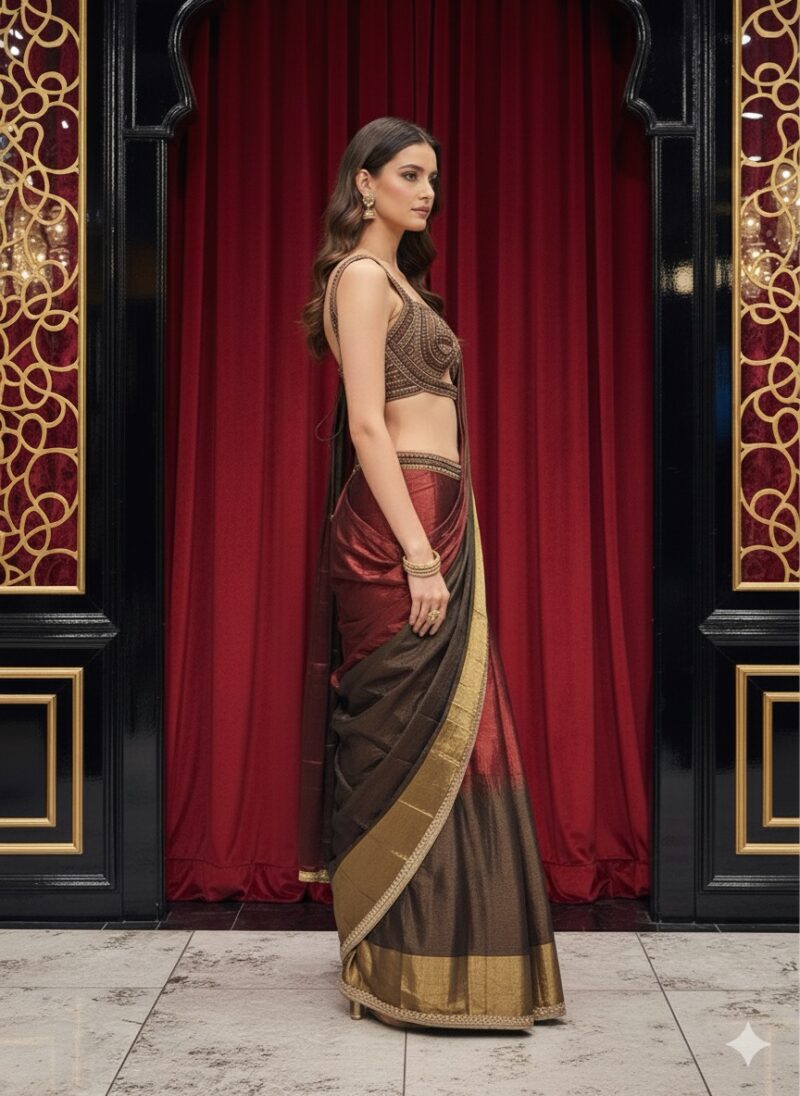 Twilight Gold Maroon Saree
