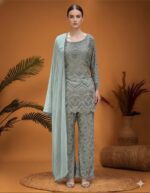 Pastel Mint Whisper Embroidered Suit