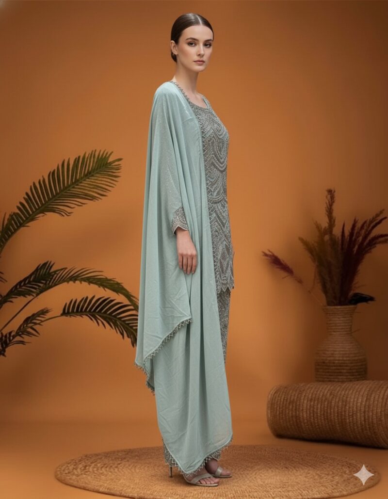 Pastel Mint Whisper Embroidered Suit