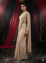 Pearl Peach Veil Handcrafted Saree