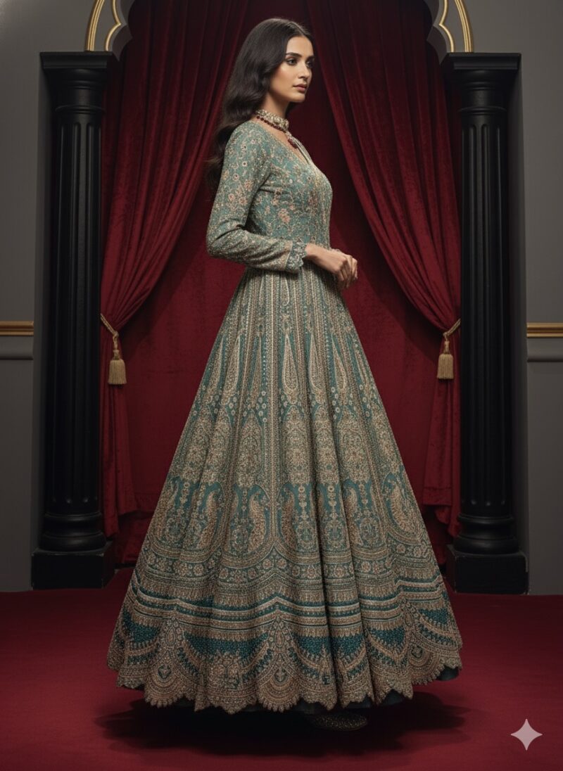 Teal Majesty Anarkali Ensemble