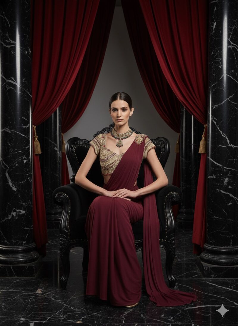 Wine Regal Drape Saree