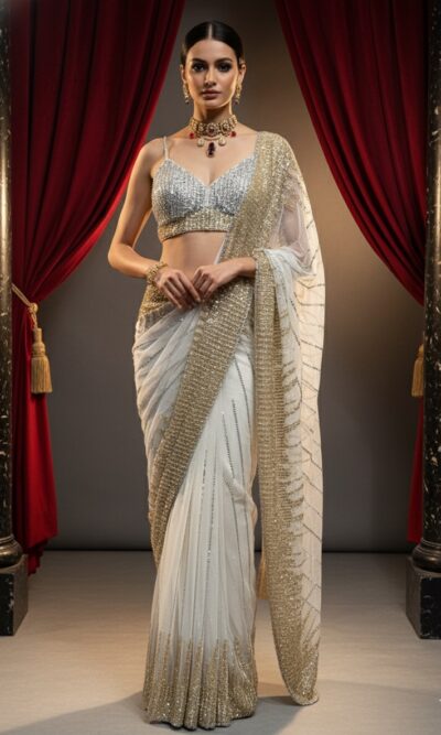 Ivory Luxe Sequin Saree