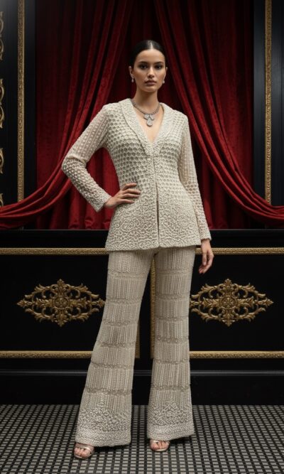 Ivory Pearl Embellished Co ord Set