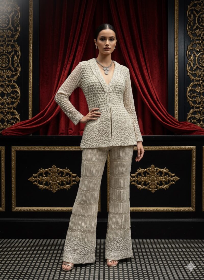 Ivory Pearl Embellished Co ord Set