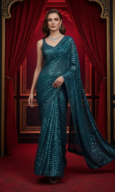Celeste Gleam Sequin Saree