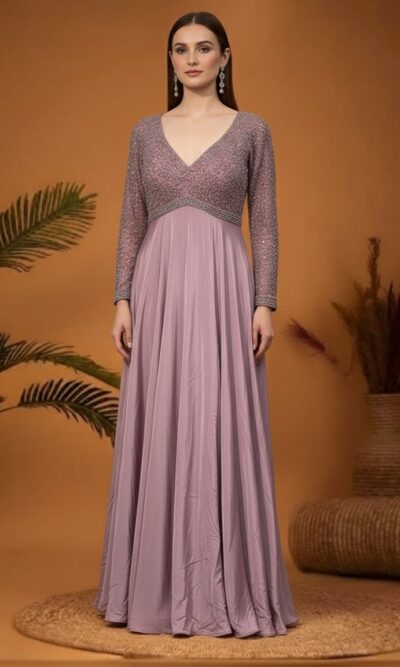 Ethereal Mauve Shimmer Gown
