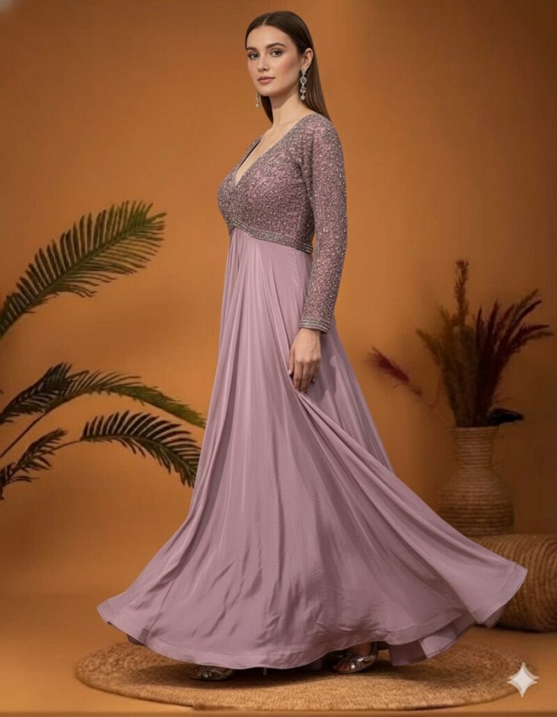 Ethereal Mauve Shimmer Gown
