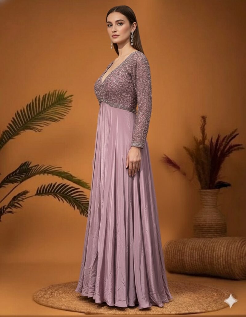 Ethereal Mauve Shimmer Gown