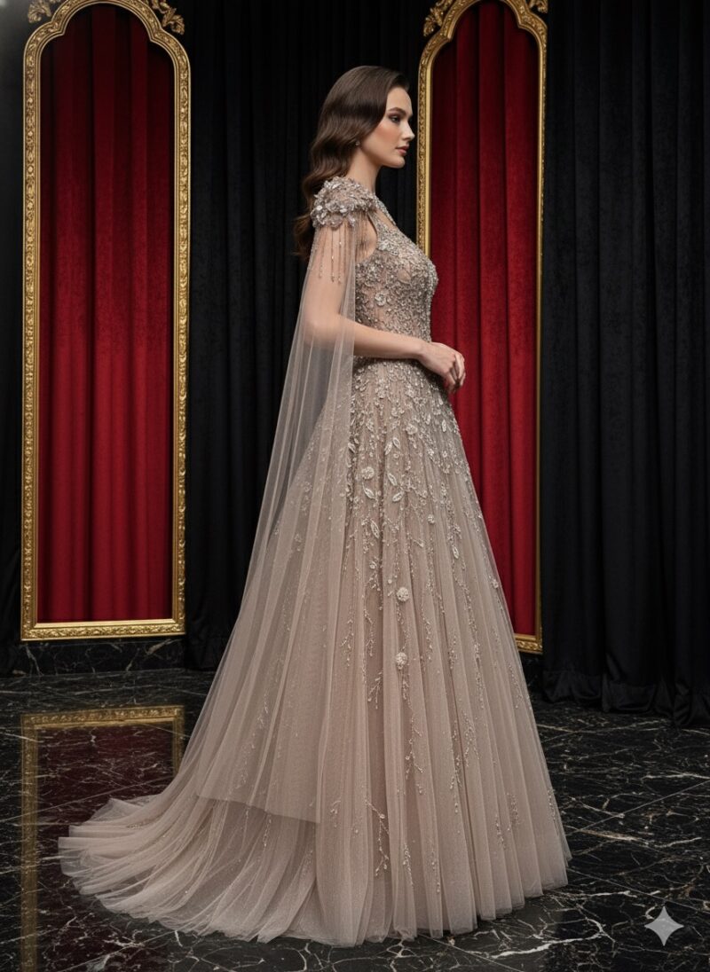 Crystal Mist Champagne Gown