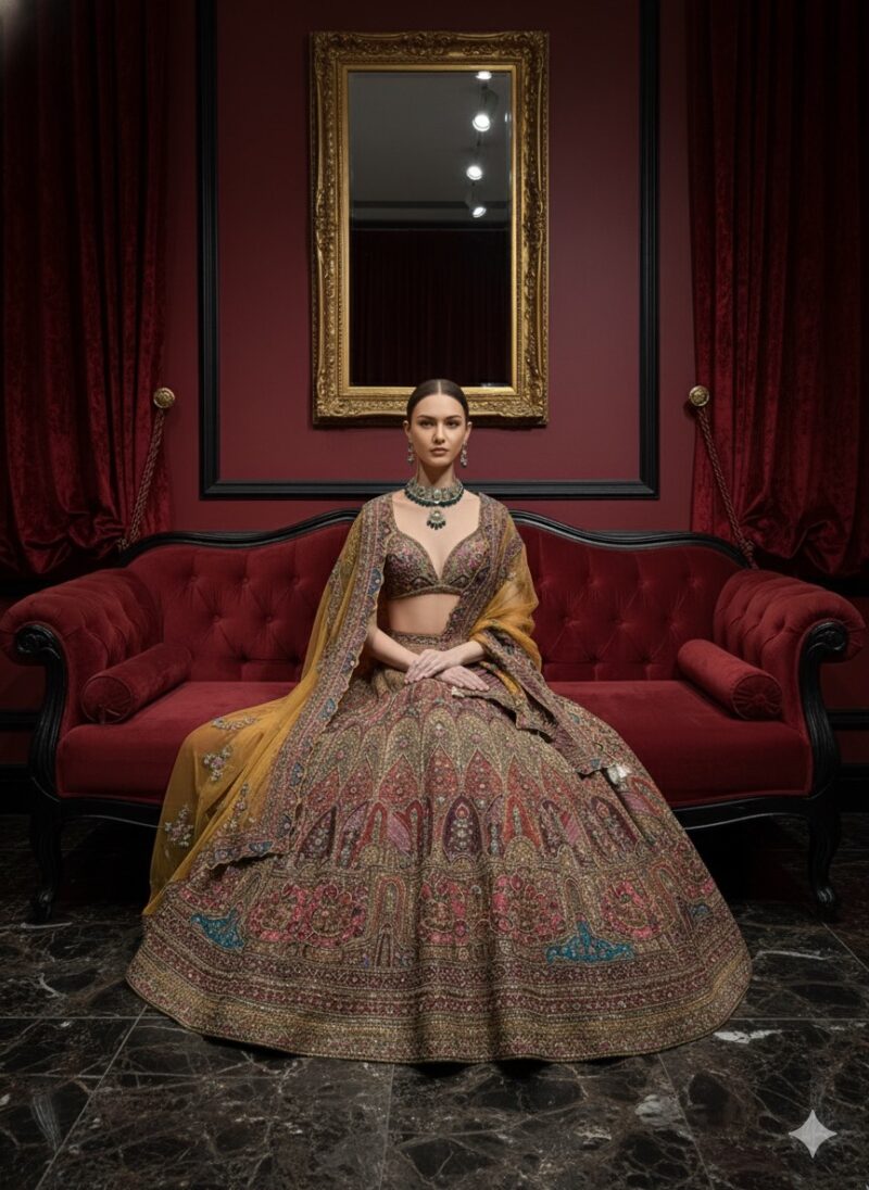 Mustard Rouge Golden Heritage Lehenga