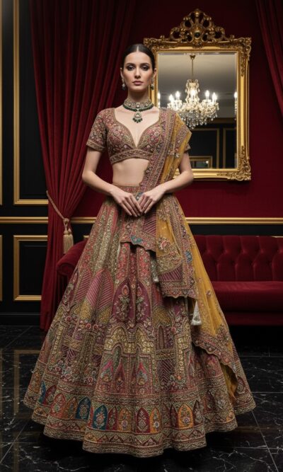 Mustard Rouge Golden Heritage Lehenga