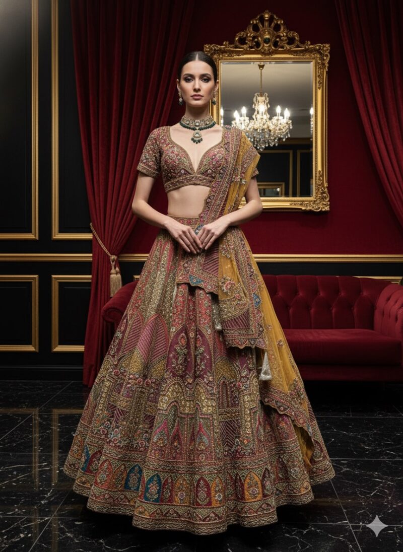 Mustard Rouge Golden Heritage Lehenga