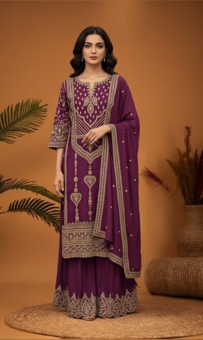 Plum Majesty Embroidered Suit