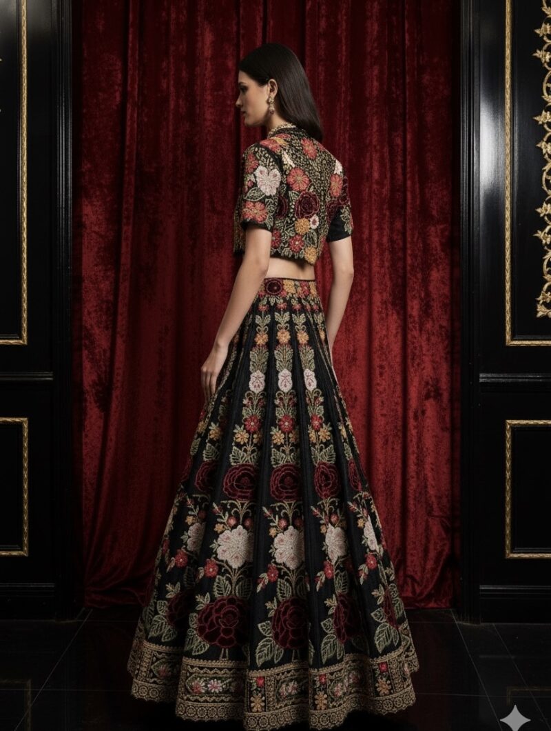 Midnight Garden Fusion Embroidered Lehenga