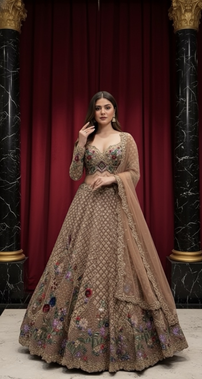 Champagne Garden Heritage Lehenga