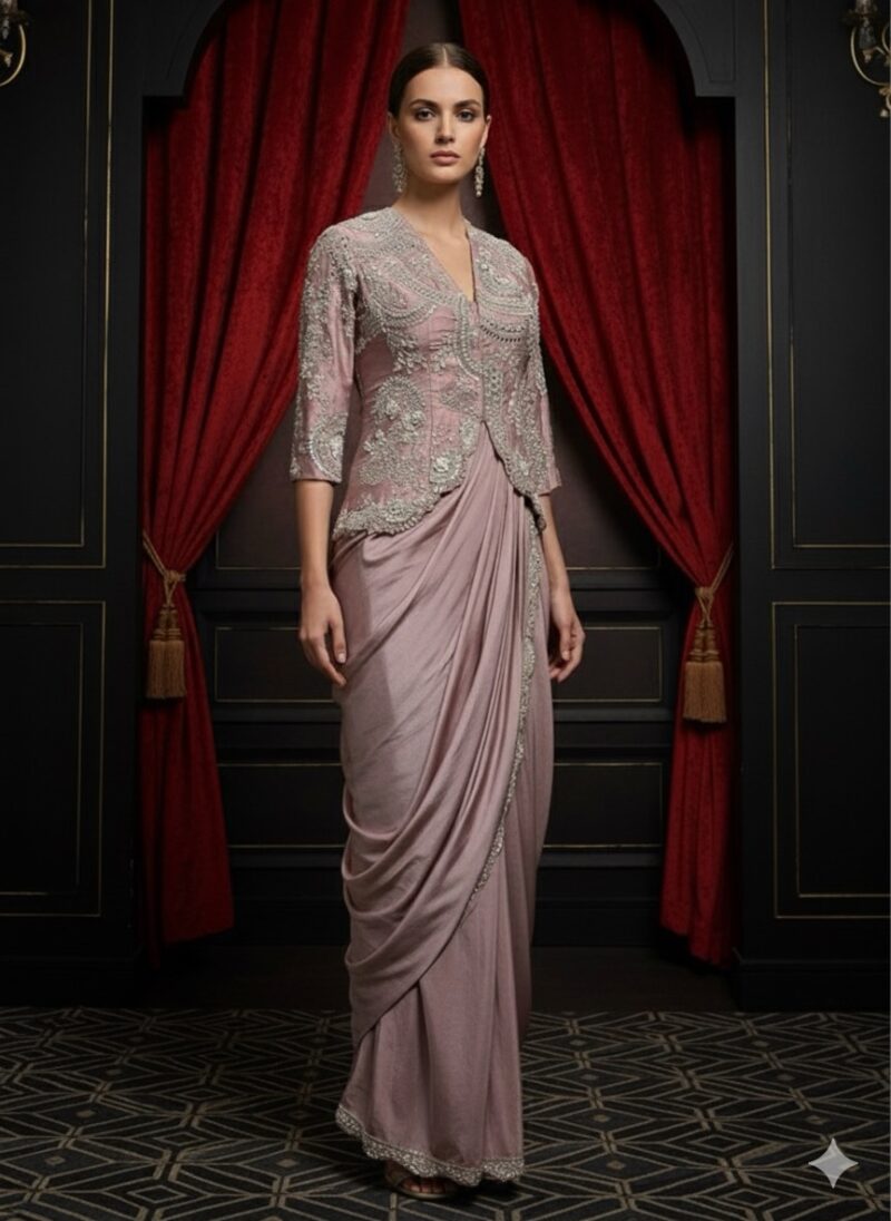 Mauve Pink Grace Drape Ensemble
