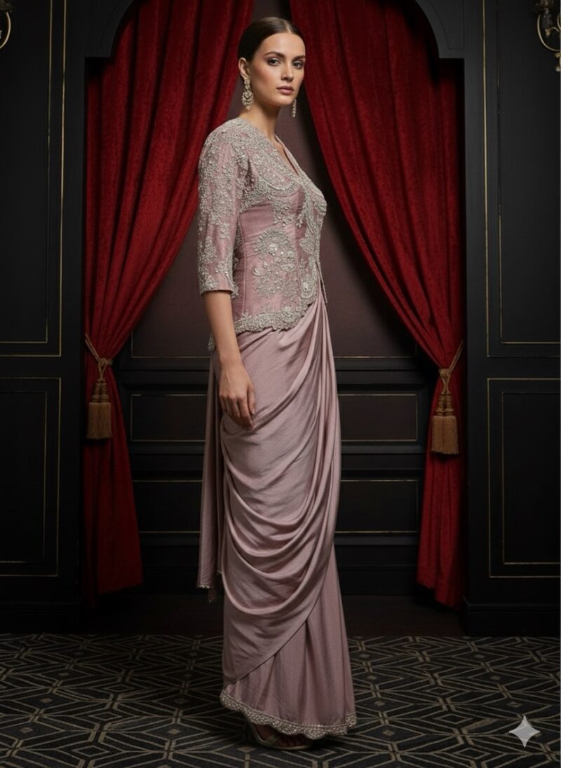Mauve Pink Grace Drape Ensemble
