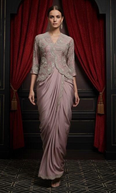 Mauve Pink Grace Drape Ensemble