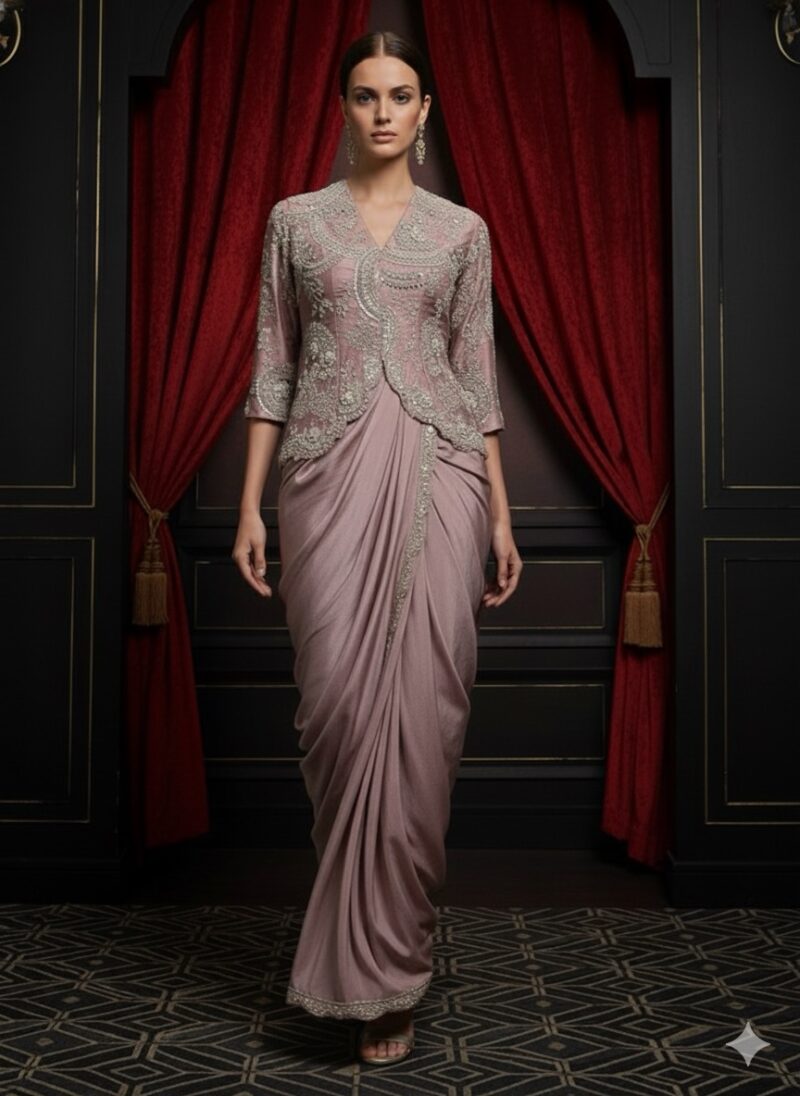 Mauve Pink Grace Drape Ensemble
