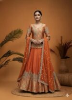 Tangerine Brocade Festive Set