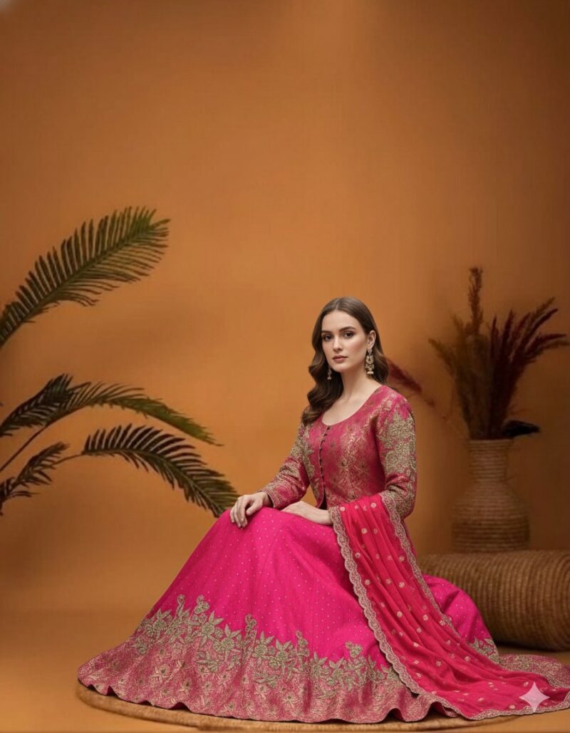 Fuchsia Brocade Festive Set