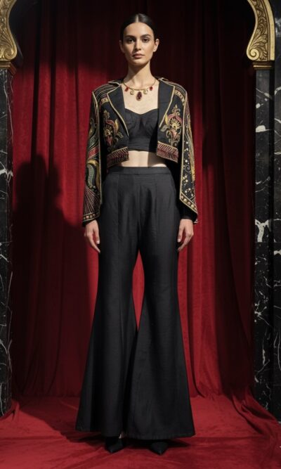 Noir Embroidered Fusion Co ord Set