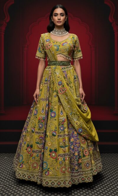 Vintage Green Regal Lehenga
