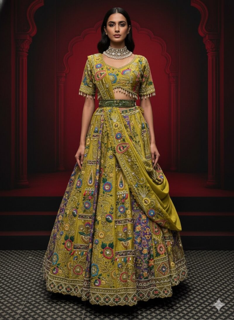 Vintage Green Regal Lehenga