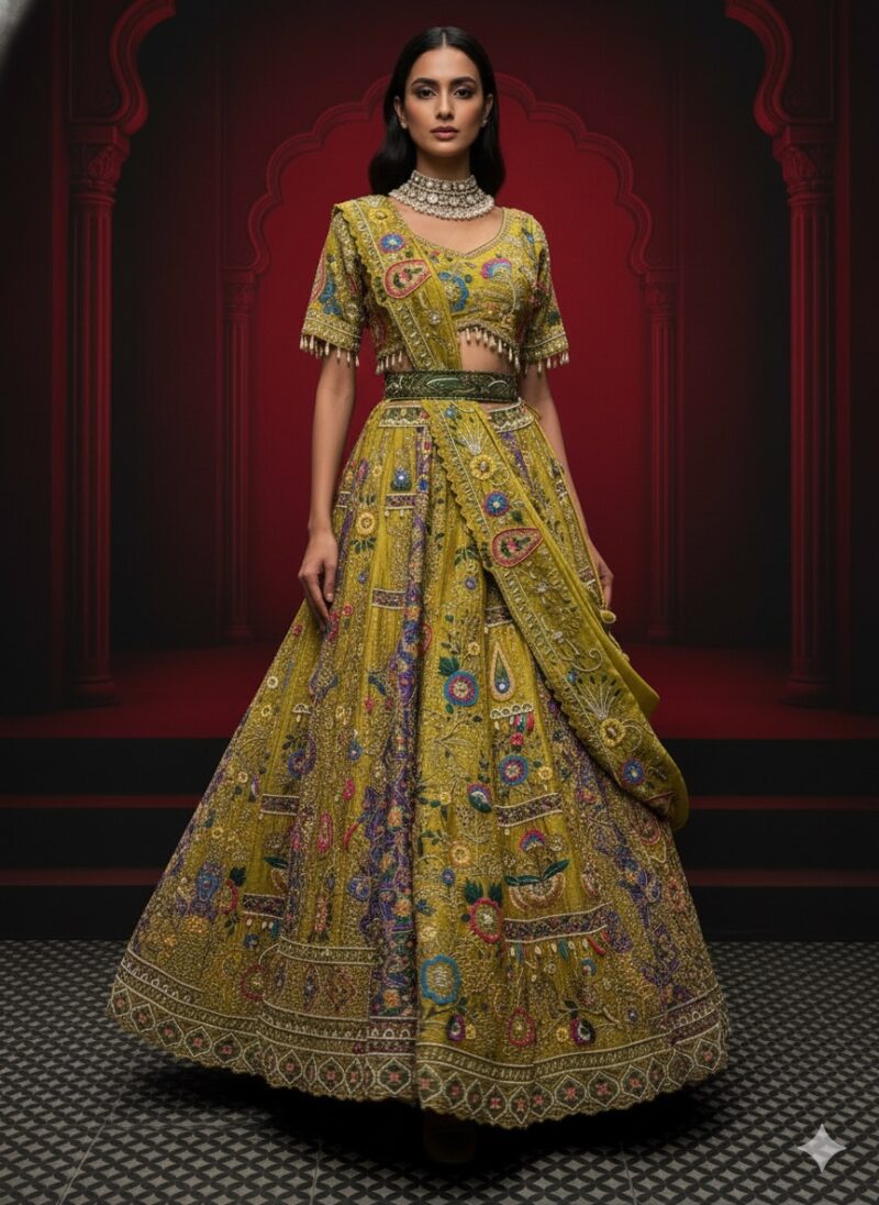 Vintage Green Regal Lehenga