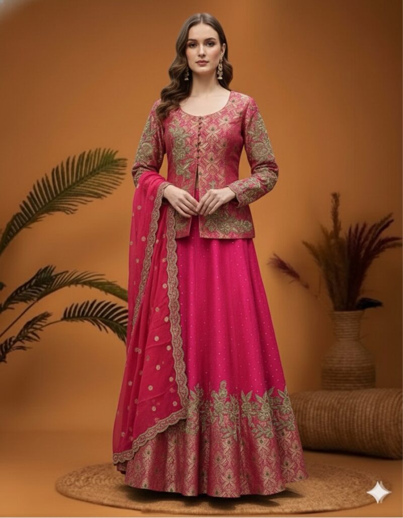 Fuchsia Brocade Festive Set