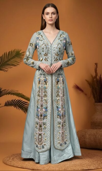 Sky Whisper Embroidered Ensemble