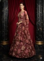 Floral Symphony Maroon Lehenga
